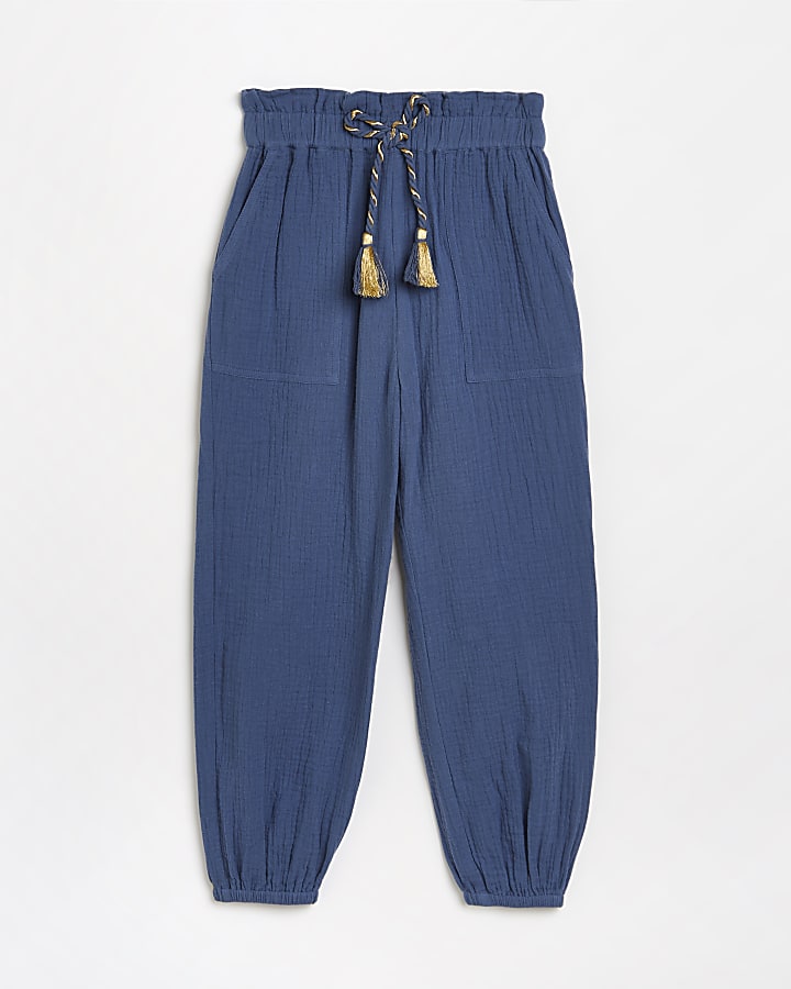 Girls blue beach jogger trousers
