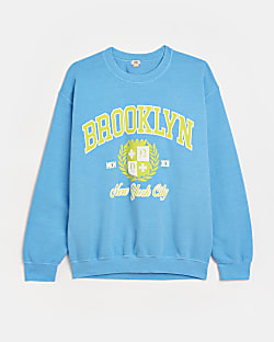 Girls blue Brooklyn print sweatshirt
