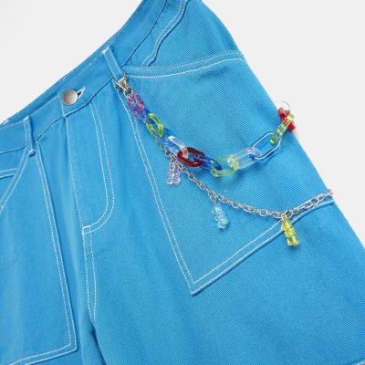 Girls Blue Chain Pocket Cargo trousers