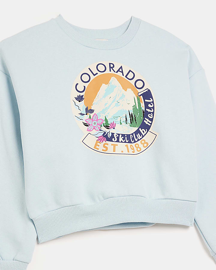 Girls Blue Colorado Graphic Sweatshirt