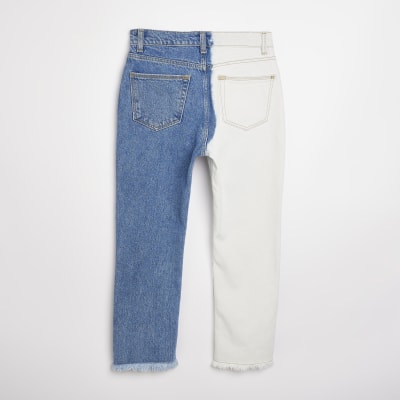 Half blue and white 2024 jeans