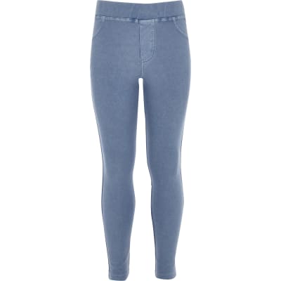 light blue denim leggings