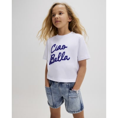 Girls Blue Denim Pyjama Style Shorts
