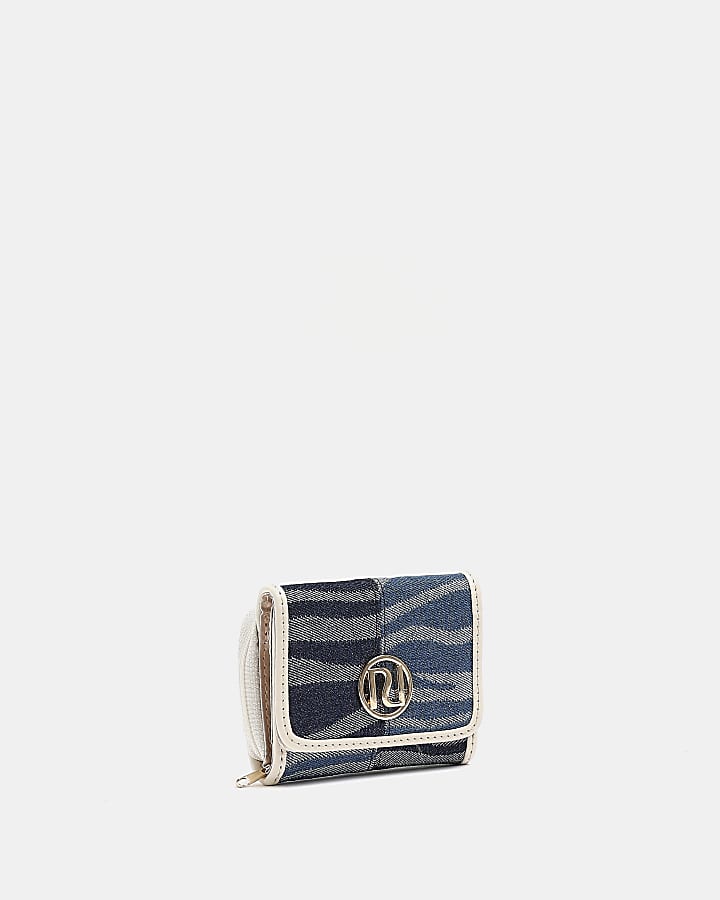 Girls blue denim RI zebra print purse