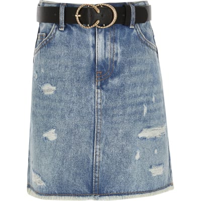 denim skirt with belt loops