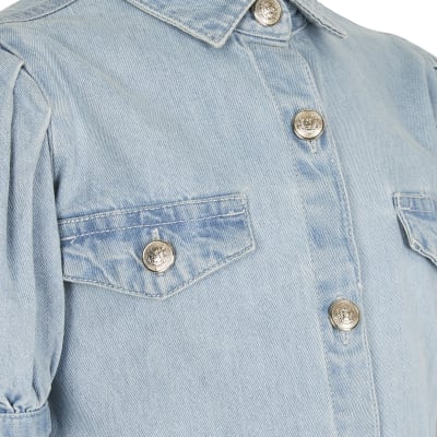 denim belted shirt