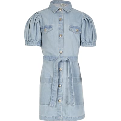 denim belted shirt