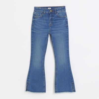 Girls Blue Flared Jeans River Island