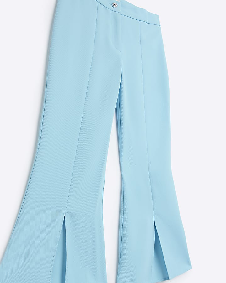 Girls blue flared trousers