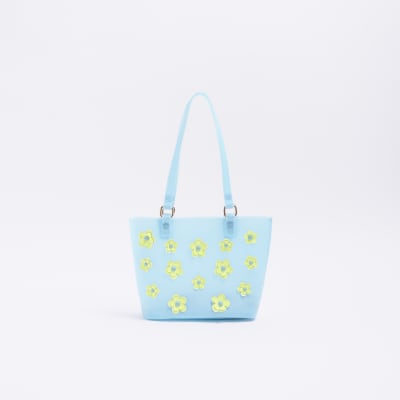 Girls blue Flower jelly Shopper bag