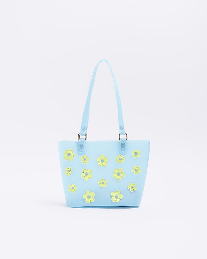 Girls blue Flower jelly Shopper bag