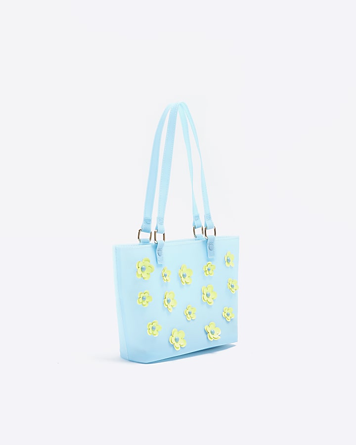 Girls blue Flower jelly Shopper bag