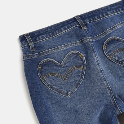 NWT Gymboree Girl's Rhinestone Pocket Flare Jeans, Full of Heart