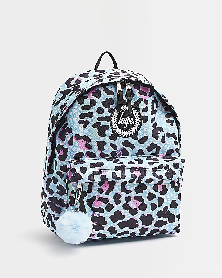 Girls blue HYPE leopard backpack