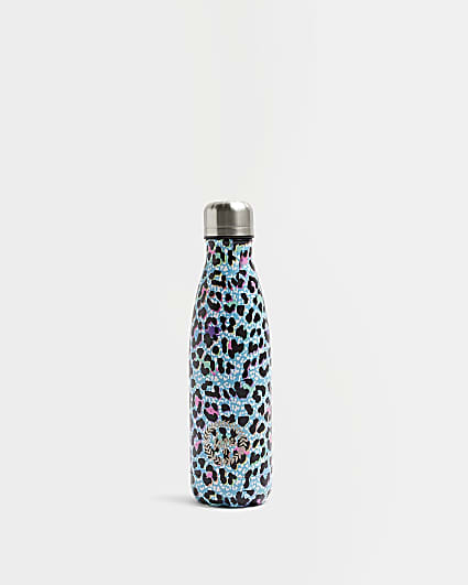 Girls blue HYPE leopard print water bottle