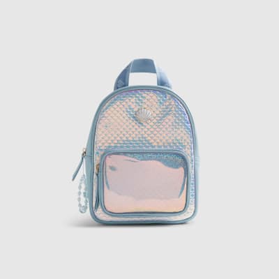 Girls Blue Iridescent Shell Backpack