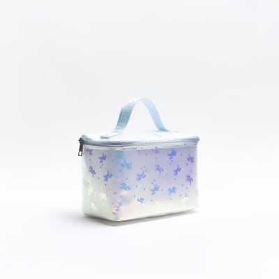 Girls blue iridescent unicorn lunchbox