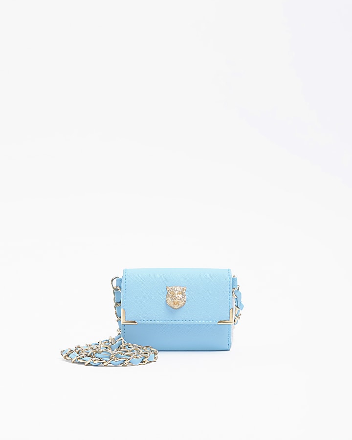 Girls blue Lion head chain purse