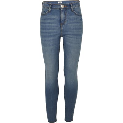 blue mid rise jeans