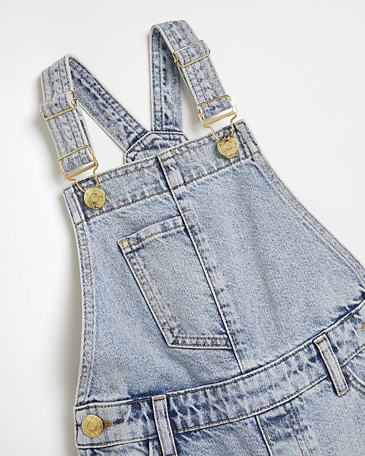 Girls blue mom fit dungarees