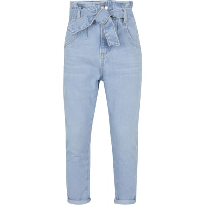 blue paperbag jeans