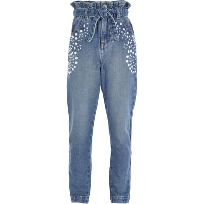 river island jeans with pearls