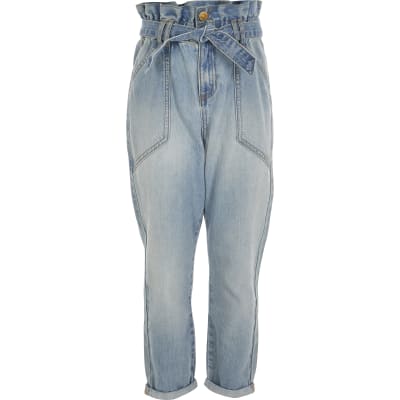 tie waist paperbag jeans