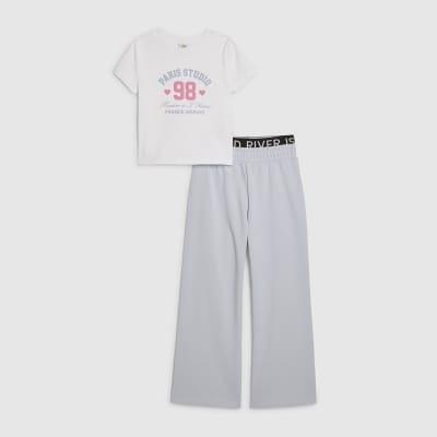 Girls Blue Paris Top & Joggers Set
