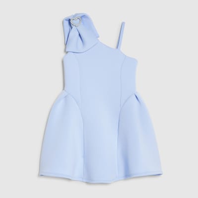 Girls Blue Premium One Shoulder Dress