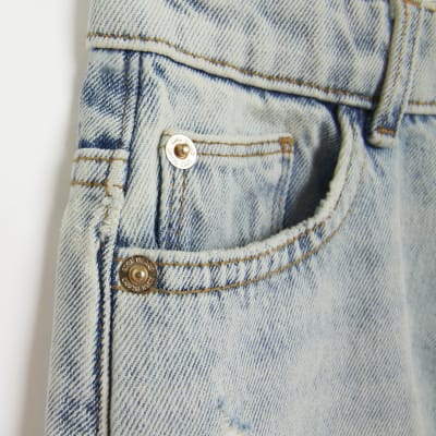 Girls Blue raw Hem ripped denim Skirt
