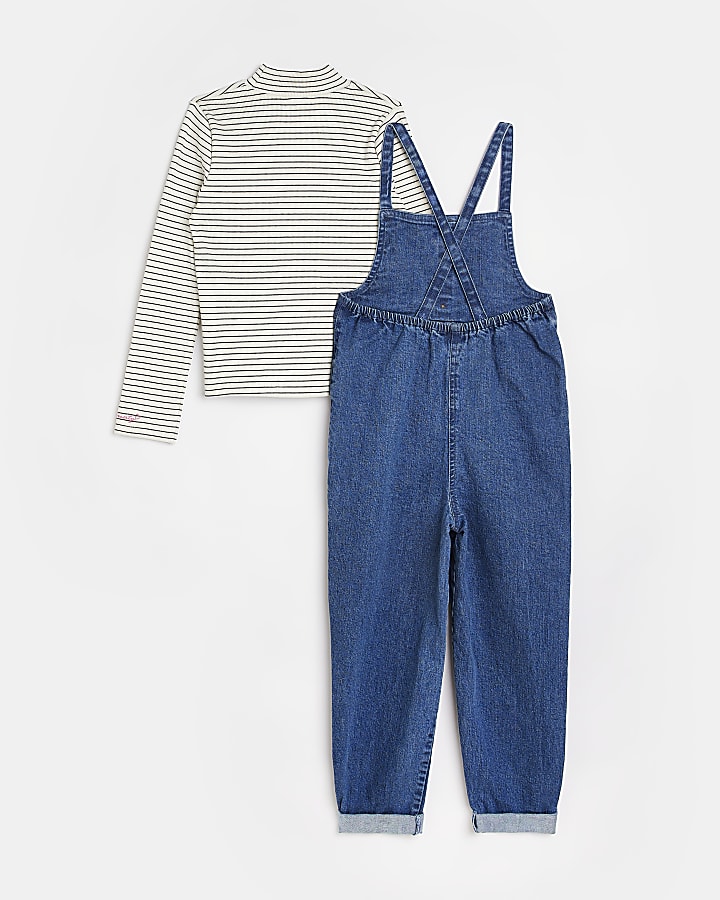 Girls Blue Relaxed Denim Dungaree outfit