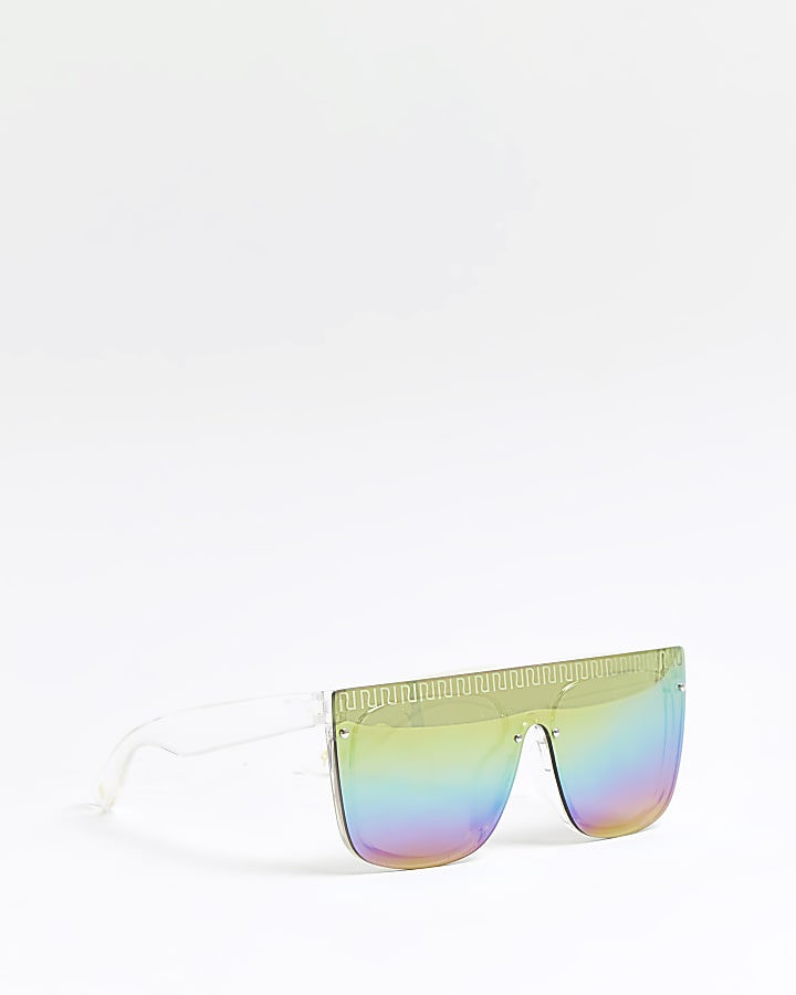 Girls blue RI branded rainbow lens sunglasses