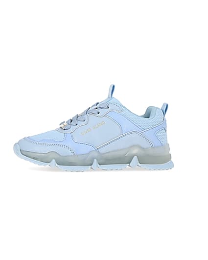 360 degree animation of product Girls blue RI chunky runner trainers frame-2