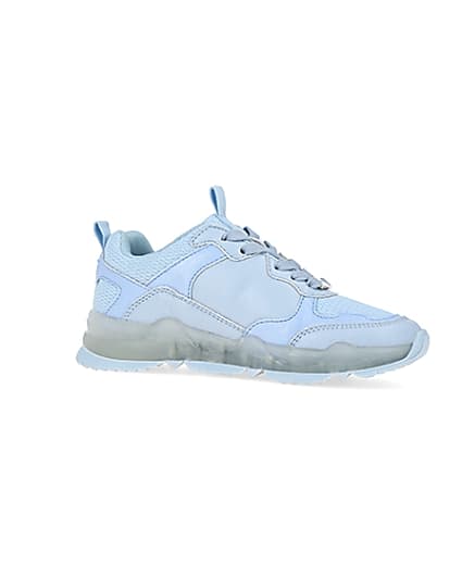 360 degree animation of product Girls blue RI chunky runner trainers frame-16