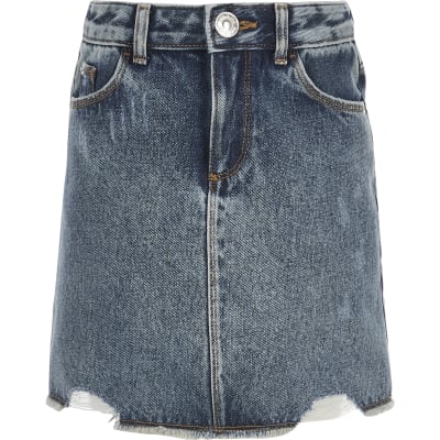 river island black denim skirt