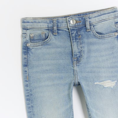 Girls blue ripped flare jeans