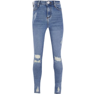 skinny blue jeans ripped