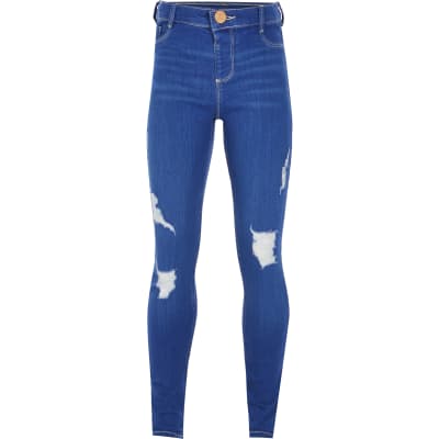 bright blue molly mid rise jeggings