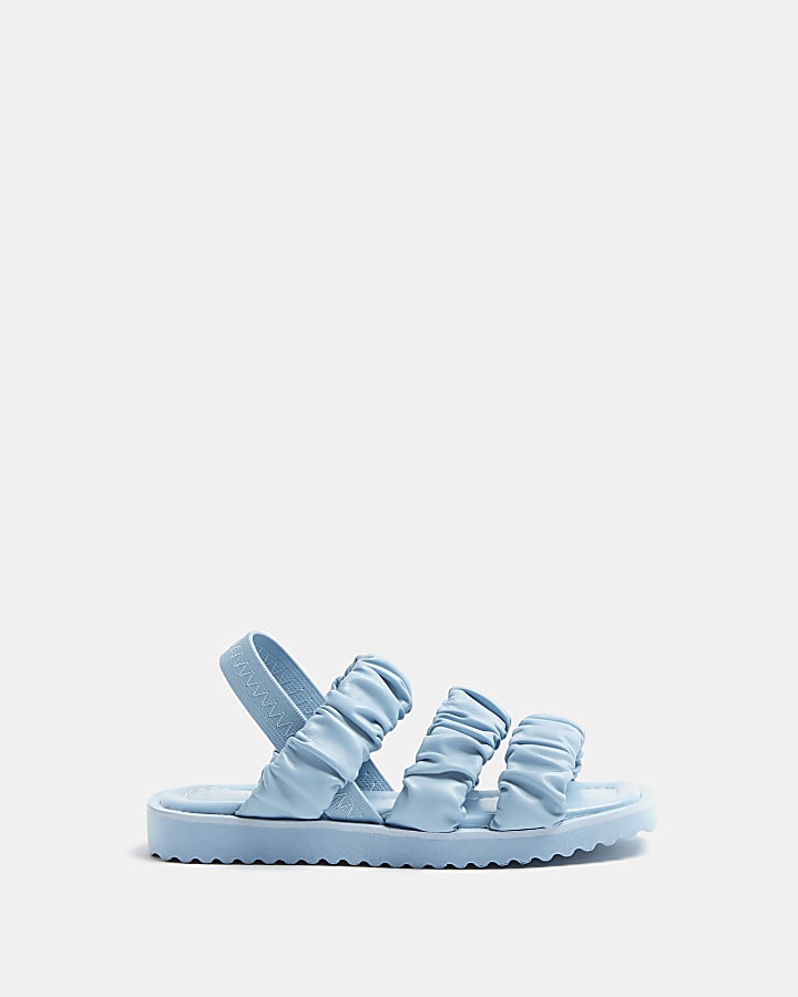 Girls blue ruched sandals