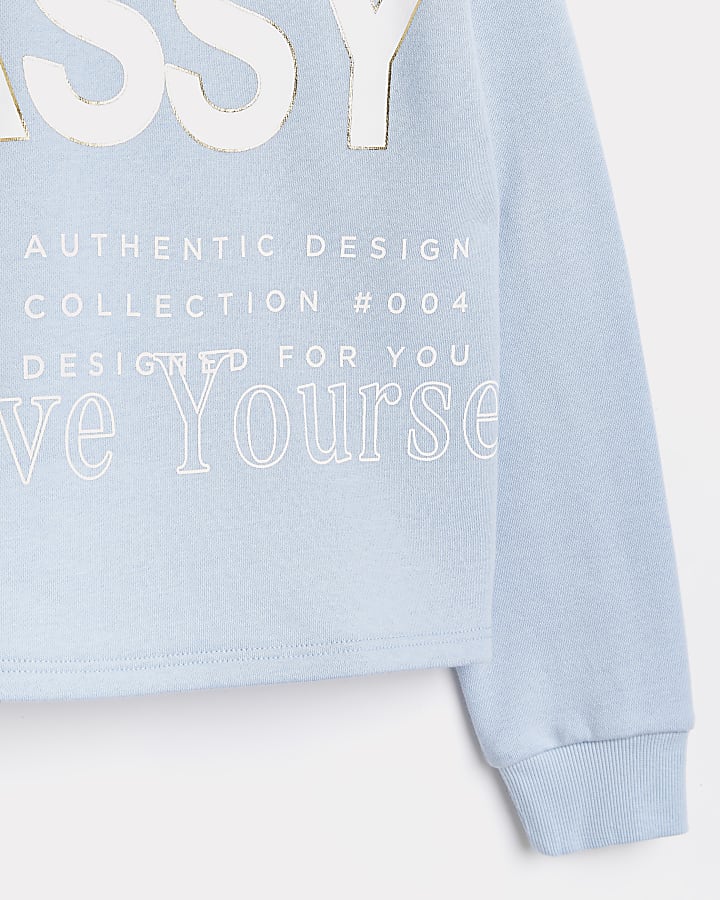 Girls blue 'Sassy' graphic print sweatshirt
