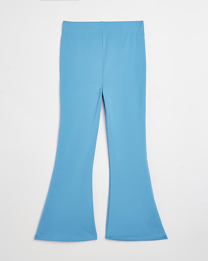 Girls blue slinky flared trousers