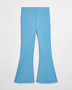 Girls blue slinky flared trousers