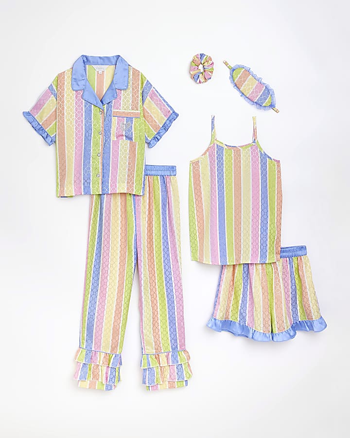 Girls stripe sleepover pyjama set River Island Girls Clothing Loungewear Pajamas 