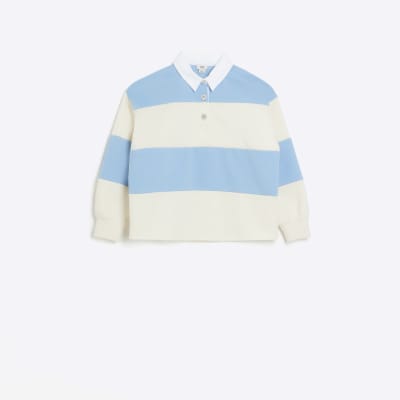 Striped collared sweatshirt hotsell