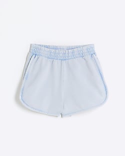 Girls blue washed running shorts