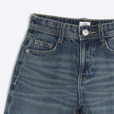 Girls blue wide leg jeans