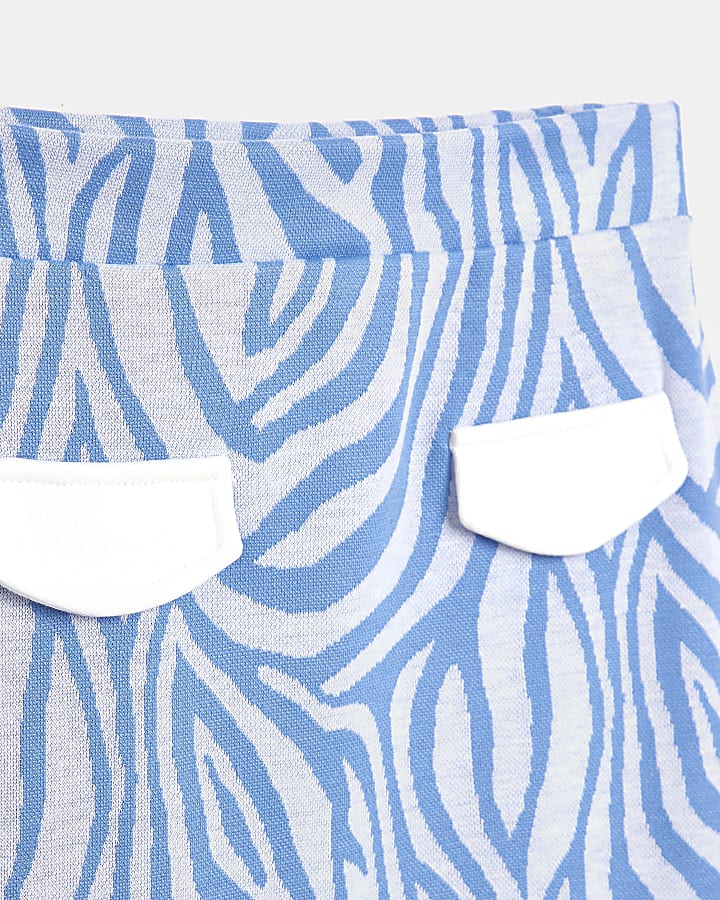Girls blue zebra print a-line skirt