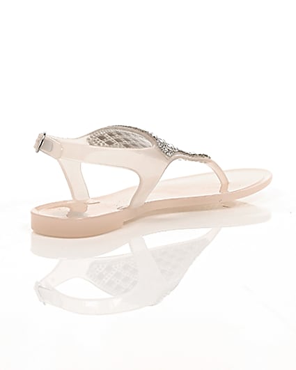 360 degree animation of product Girls blush pink diamante jelly sandals frame-13