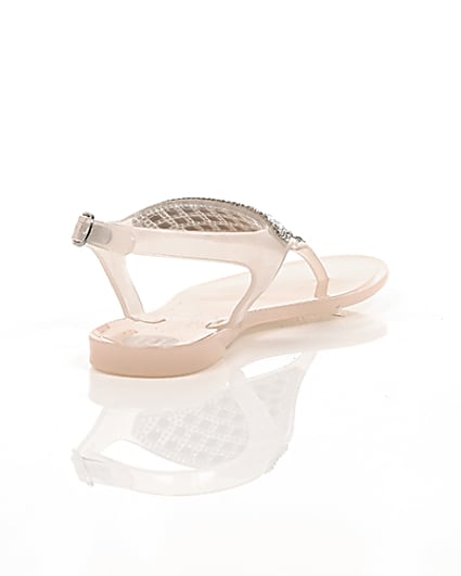 360 degree animation of product Girls blush pink diamante jelly sandals frame-14