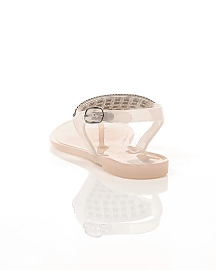 360 degree animation of product Girls blush pink diamante jelly sandals frame-17